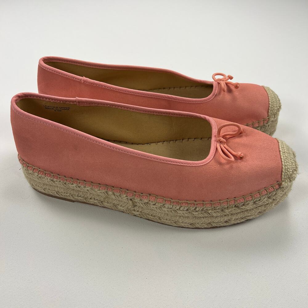 Talbots Quinn 1.5” Platform Espadrille Slip On Shoe Preppy Pink Suede Size 9.5M